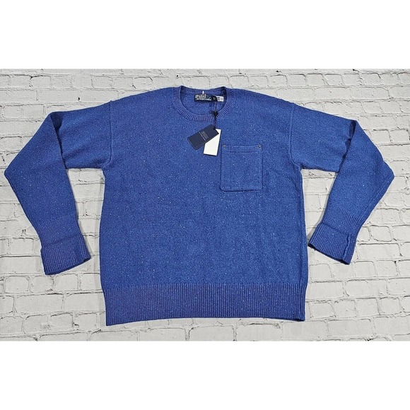 Polo Ralph Lauren Dungaree Crewneck Chest Pocket Blue Sweater $298 MENS SIZE XL